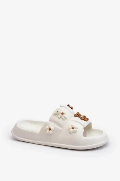 Hot Boto Damskie Piankowe Klapki Z Ozdobami Białe Cambrina