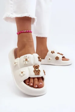 Hot Boto Damskie Piankowe Klapki Z Ozdobami Białe Cambrina