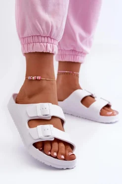 Klapki Basenowe|Klapki Na Platformie>Evento Damskie Piankowe Klapki Z Klamrami Białe Luciene Biały