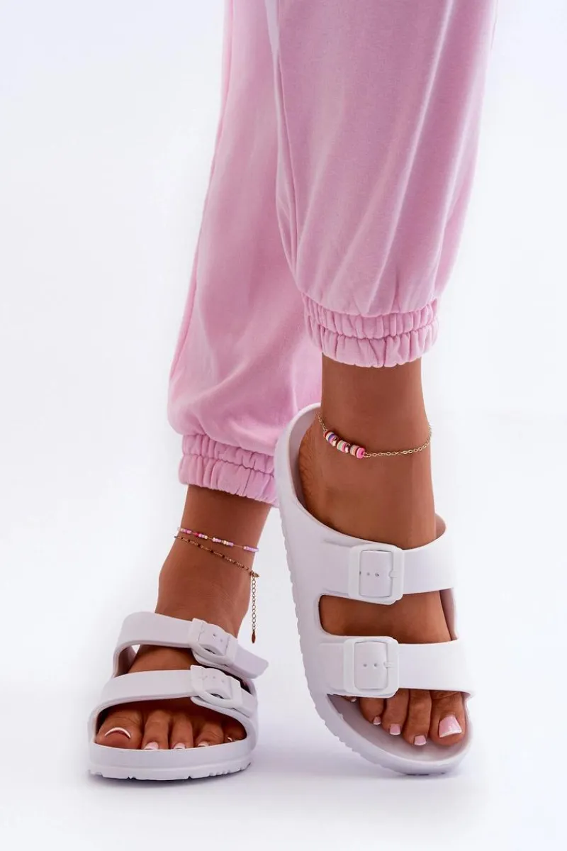 Klapki Basenowe|Klapki Na Platformie>Evento Damskie Piankowe Klapki Z Klamrami Białe Luciene Biały