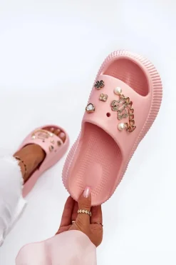 Clearance Damskie Piankowe Klapki Z Ozdobami Różowe Afariana Damskie Klapki Na Platformie|Klapki Damskie Klasyczne