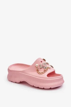 Clearance Damskie Piankowe Klapki Z Ozdobami Różowe Afariana Damskie Klapki Na Platformie|Klapki Damskie Klasyczne