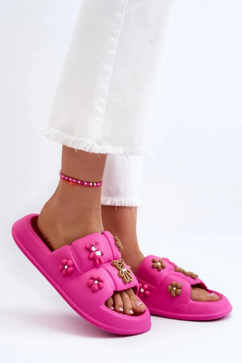 Klapki Na Platformie|Klapki Damskie Klasyczne>Boto Damskie Piankowe Klapki Z Ozdobami Fuksja Cambrina Różowy