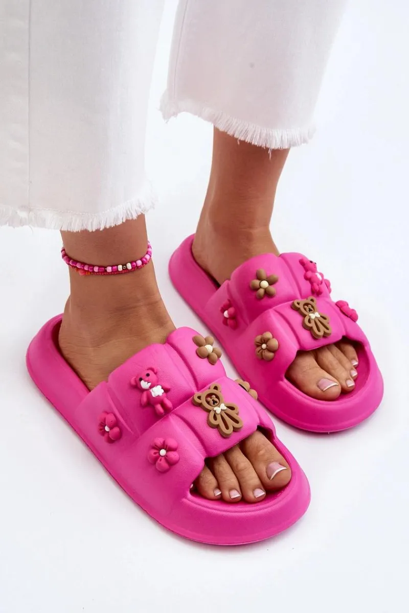 Klapki Na Platformie|Klapki Damskie Klasyczne>Boto Damskie Piankowe Klapki Z Ozdobami Fuksja Cambrina Różowy