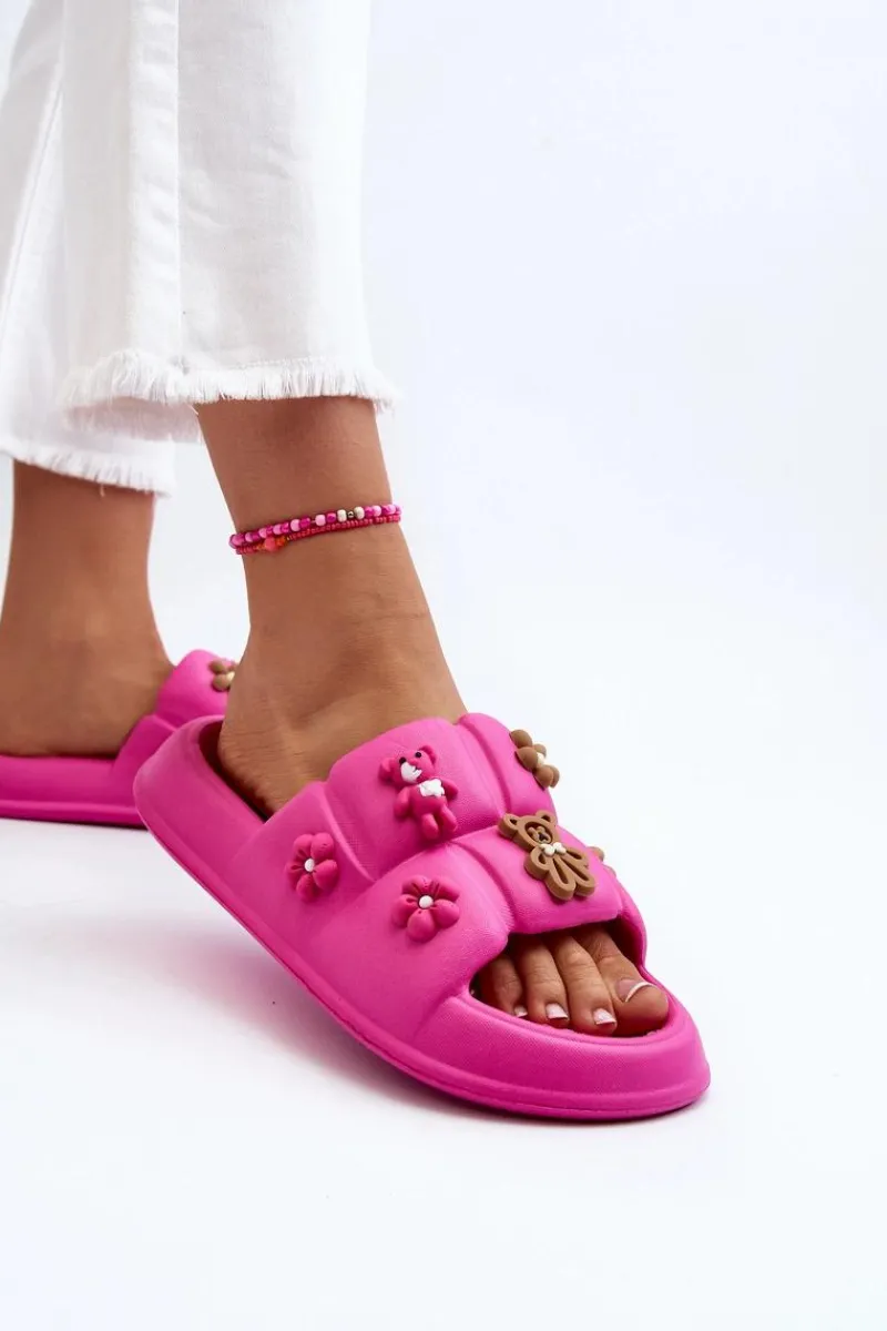 Klapki Na Platformie|Klapki Damskie Klasyczne>Boto Damskie Piankowe Klapki Z Ozdobami Fuksja Cambrina Różowy