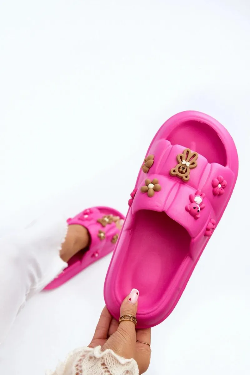 Klapki Na Platformie|Klapki Damskie Klasyczne>Boto Damskie Piankowe Klapki Z Ozdobami Fuksja Cambrina Różowy