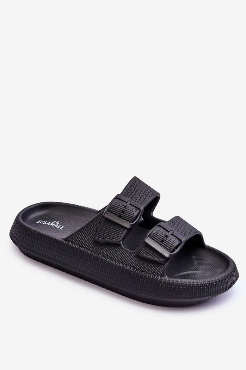 Discount Damskie Piankowe Klapki Z Paskami Czarne Sharmen Damskie Klapki Basenowe|Klapki Damskie Klasyczne