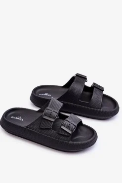 Discount Damskie Piankowe Klapki Z Paskami Czarne Sharmen Damskie Klapki Basenowe|Klapki Damskie Klasyczne