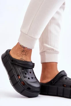 Clearance Boto Damskie Piankowe Kroksy Na Platformie Czarne Beckett