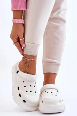 New Boto Damskie Piankowe Kroksy Na Platformie Białe Beckett