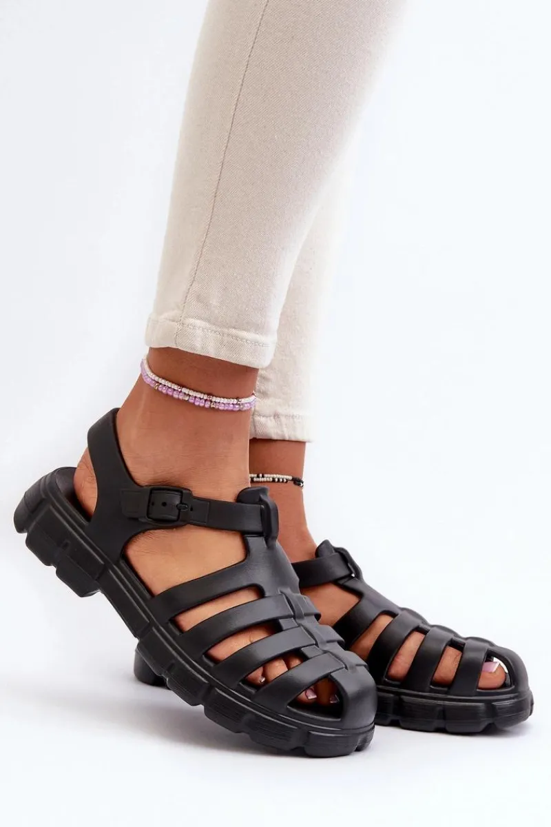 Discount Damskie Piankowe Sandały Rzymianki Czarne Gasaria Damskie Sandały Płaskie|Klapki Damskie Klasyczne