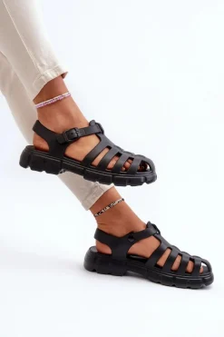 Discount Damskie Piankowe Sandały Rzymianki Czarne Gasaria Damskie Sandały Płaskie|Klapki Damskie Klasyczne