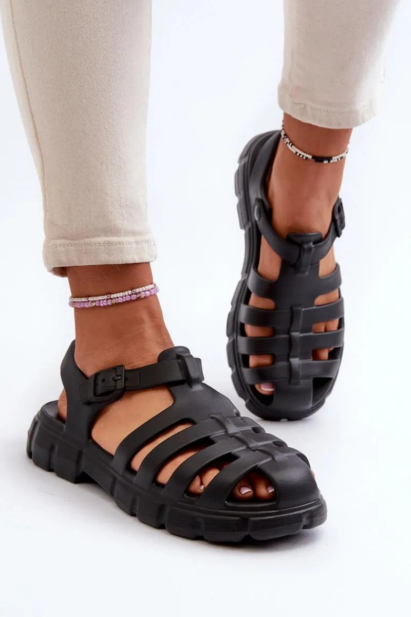 Discount Damskie Piankowe Sandały Rzymianki Czarne Gasaria Damskie Sandały Płaskie|Klapki Damskie Klasyczne