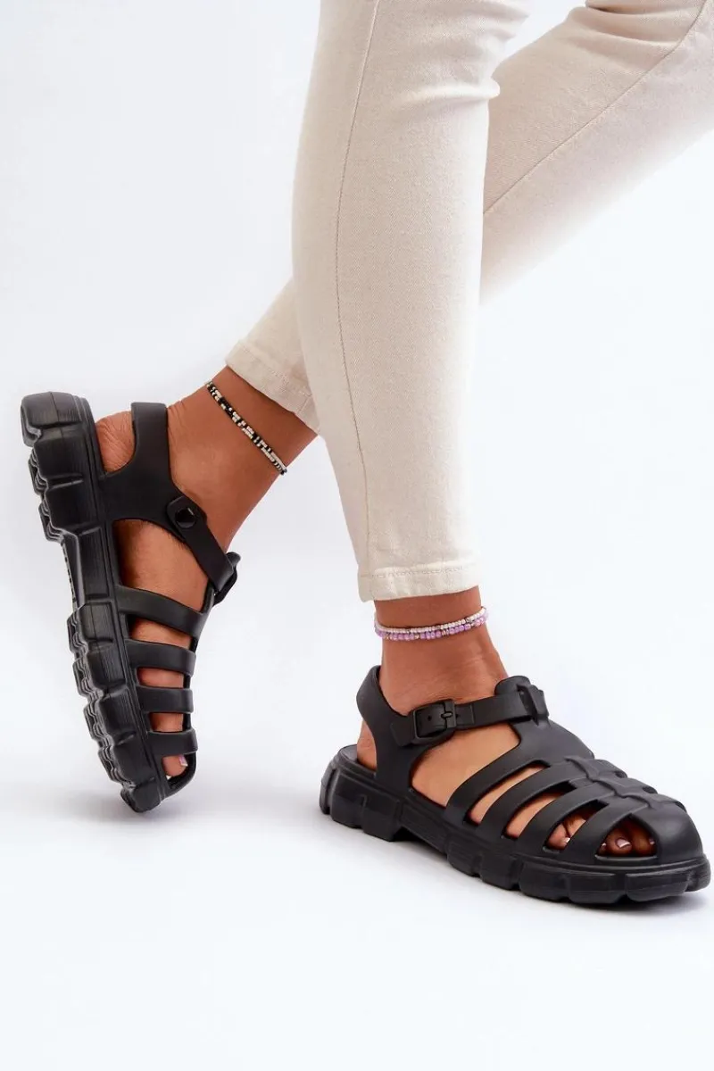 Discount Damskie Piankowe Sandały Rzymianki Czarne Gasaria Damskie Sandały Płaskie|Klapki Damskie Klasyczne