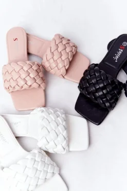 Sale Boto Damskie Plecione Klapki Beżowe Cheryl