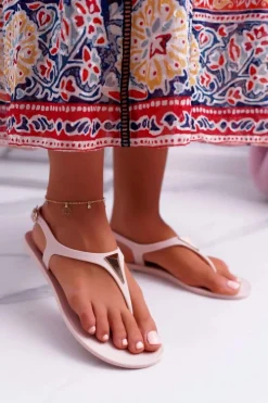 Sandały Gumowe>Boto Damskie Sandałki Beżowe Storm