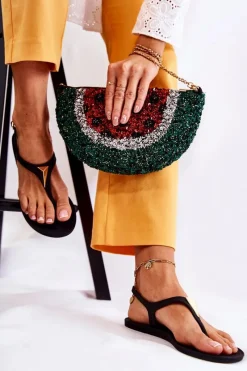 Hot Damskie Sandałki Czarne Storm Damskie Sandały Gumowe|Sandały Płaskie