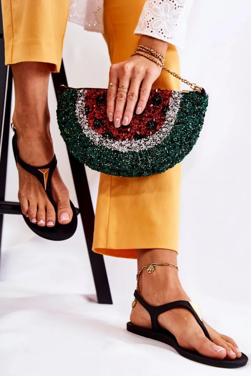 Hot Damskie Sandałki Czarne Storm Damskie Sandały Gumowe|Sandały Płaskie