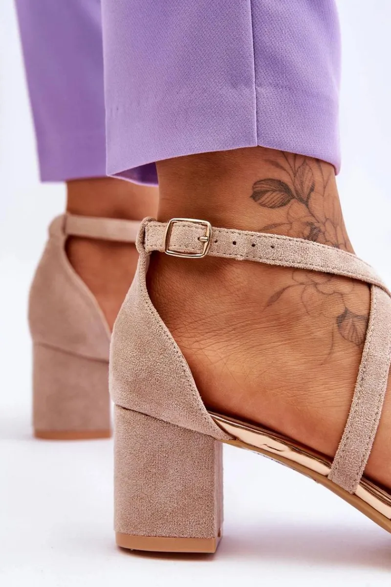 Sandały Na Obcasie>Buty damskie Vinceza Damskie Sandałki Na Niskim Obcasie Beżowe Quinn