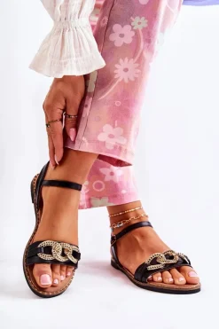 Sandały Płaskie><noscript><img width=