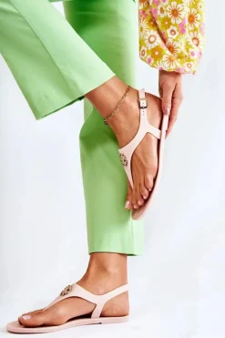 Sandały Gumowe|Sandały Płaskie></noscript>Boto Damskie Sandałki Nude Sonner