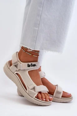 Sandały Płaskie></noscript>Lee Cooper Damskie Sandały LCW-24-34-2614 Beżowe