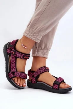 Best Damskie Sandały LCW-24-34-2608 Fuksja Damskie Sandały Płaskie