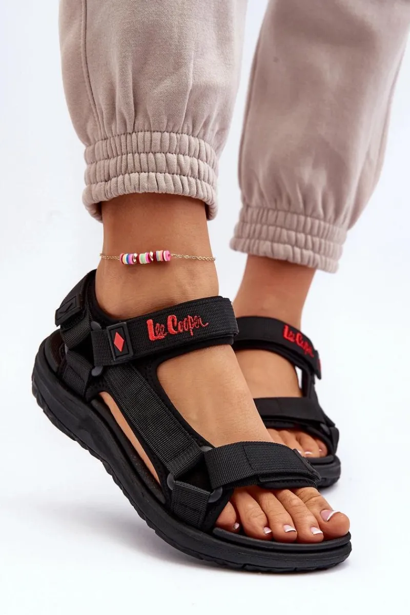 Sandały Płaskie>Lee Cooper Damskie Sandały LCW-24-34-2615 Czarne Czarny