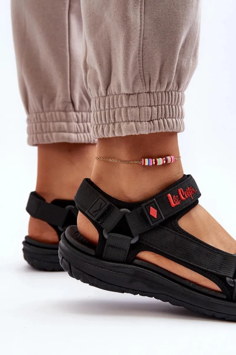 Sandały Płaskie>Lee Cooper Damskie Sandały LCW-24-34-2615 Czarne Czarny