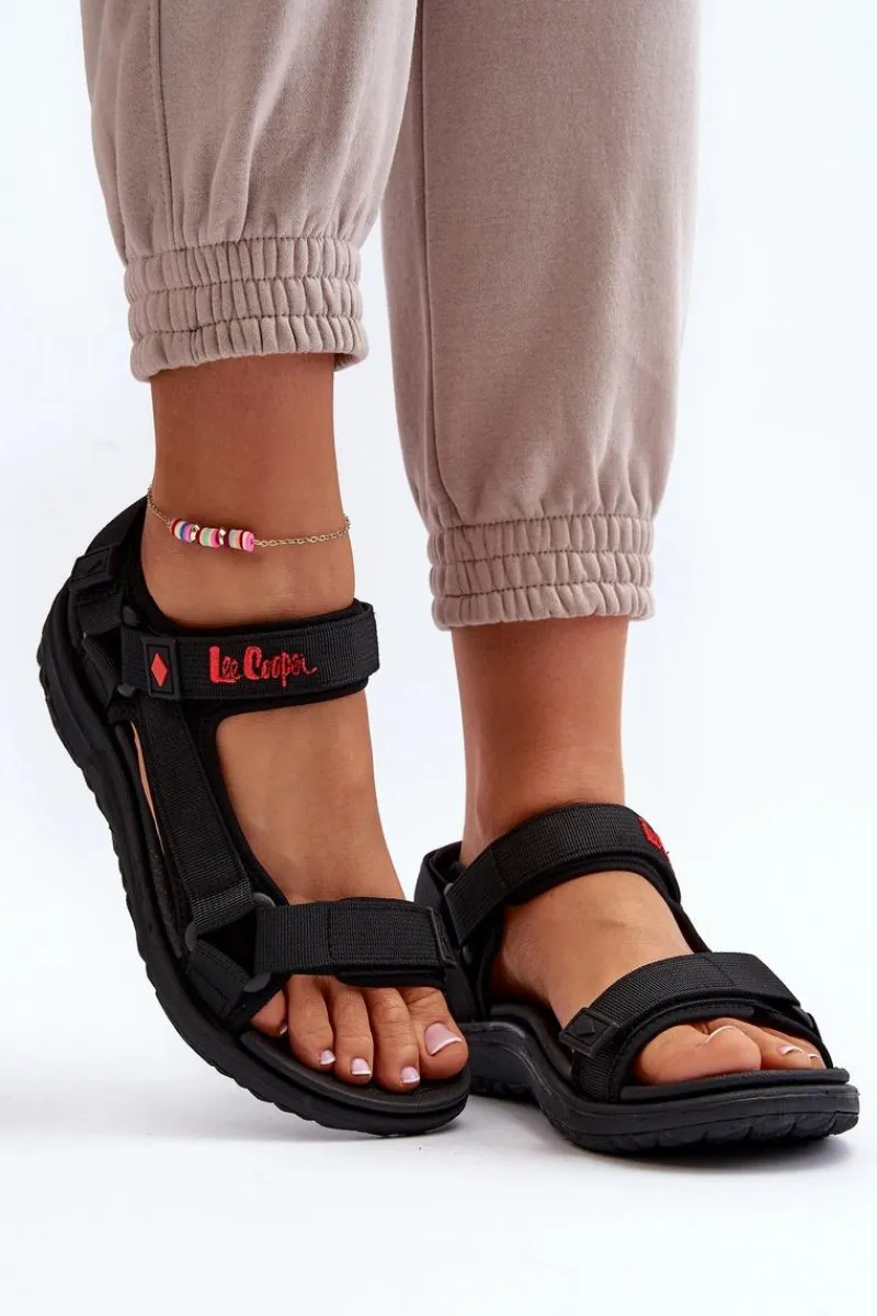 Sandały Płaskie>Lee Cooper Damskie Sandały LCW-24-34-2615 Czarne Czarny