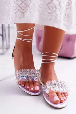 New Boto Damskie Sandały Lu Boo Kryształy Srebrne Madina