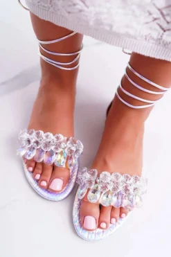 New Boto Damskie Sandały Lu Boo Kryształy Srebrne Madina