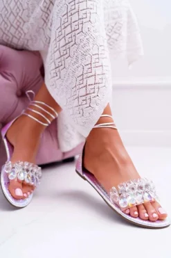 New Boto Damskie Sandały Lu Boo Kryształy Srebrne Madina