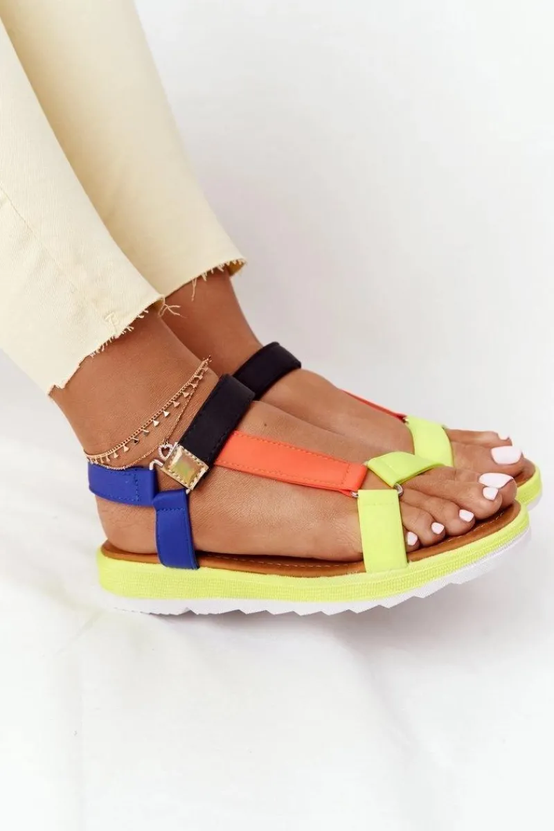 Boto Damskie Sandały Na Gumowej Podeszwie Wielokolorowe Stranger