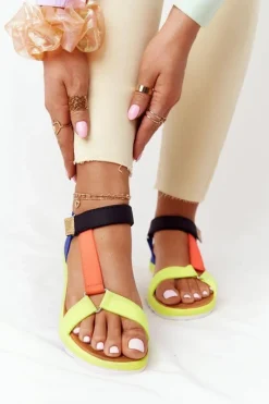 Boto Damskie Sandały Na Gumowej Podeszwie Wielokolorowe Stranger