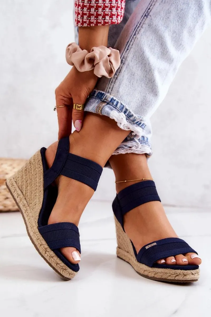 Sandały Big Star|Sandały Na Koturnie>Big Star Shoes Damskie Sandały Na Koturnie Big Star JJ274977 Granatowe