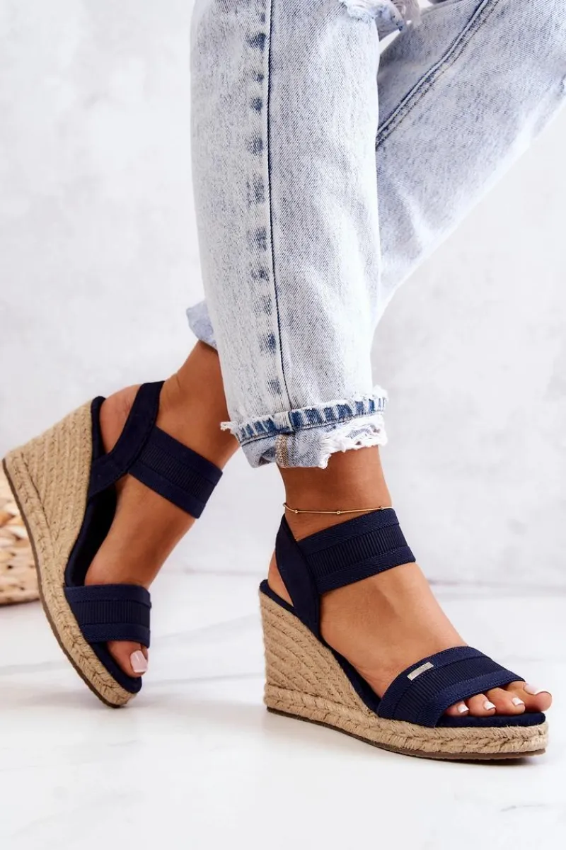 Sandały Big Star|Sandały Na Koturnie>Big Star Shoes Damskie Sandały Na Koturnie Big Star JJ274977 Granatowe