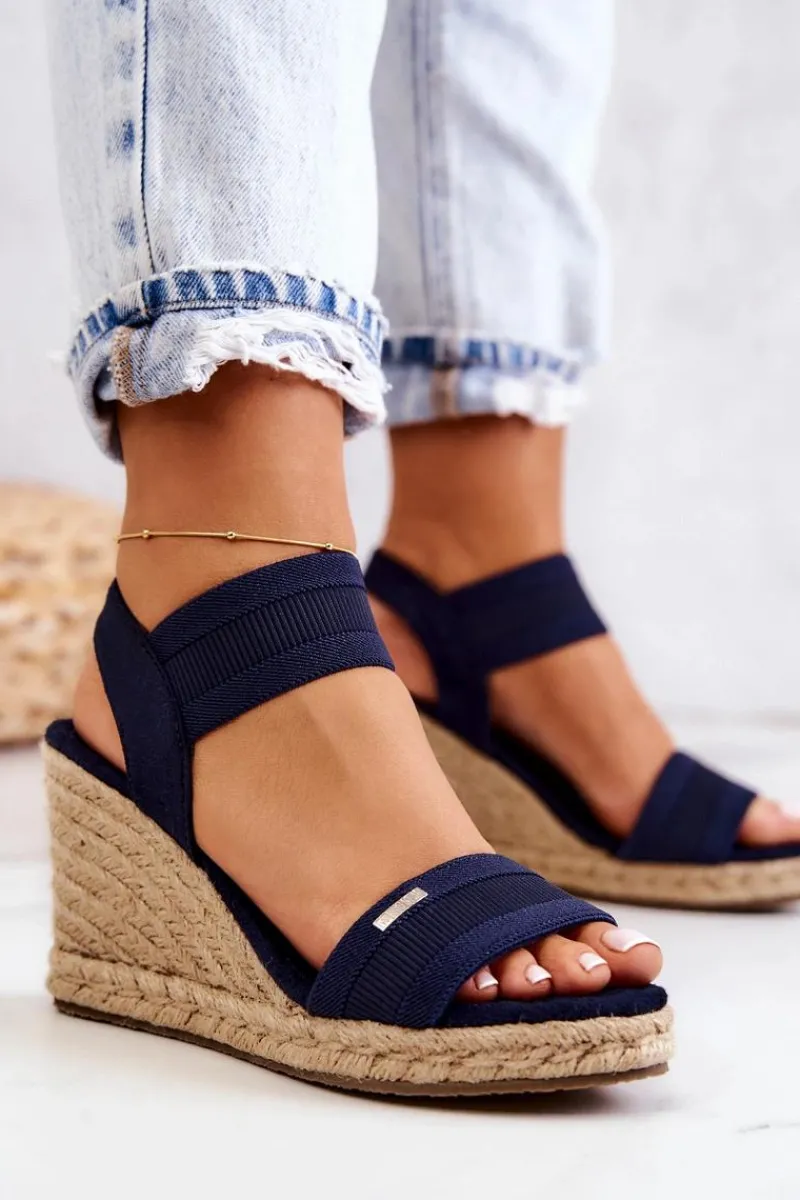 Sandały Big Star|Sandały Na Koturnie>Big Star Shoes Damskie Sandały Na Koturnie Big Star JJ274977 Granatowe