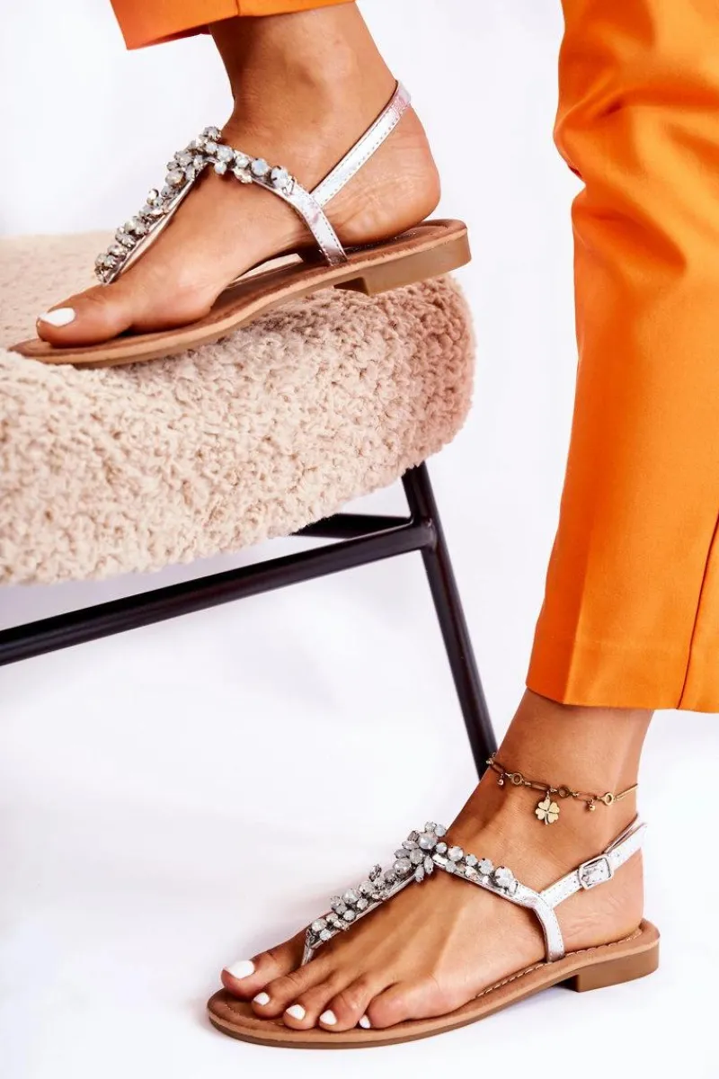 Sale Damskie buty S.Barski Damskie Sandały Na Lato Srebrne Margery