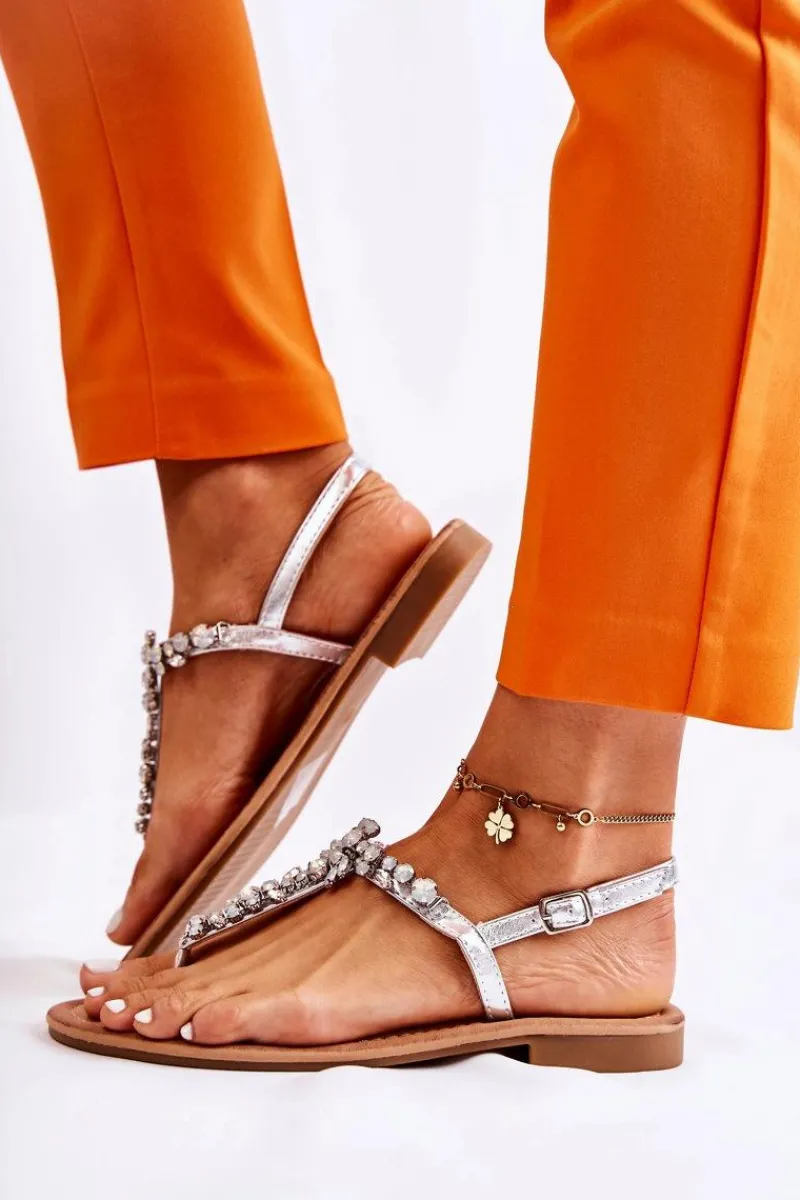 Sale Damskie buty S.Barski Damskie Sandały Na Lato Srebrne Margery