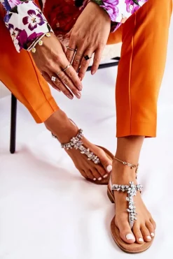 Sale Damskie buty S.Barski Damskie Sandały Na Lato Srebrne Margery