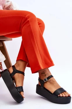 Sandały Płaskie>Buty damskie Vinceza Damskie Sandały Na Masywnej Platformie Czarne Casen