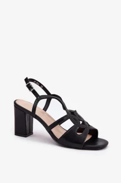 Sandały Na Słupku|Sandały Na Obcasie></noscript>Buty Sergio Leone Damskie Sandały Na Obcasie Słupku Sergio Leone SK884 Czarne Czarny