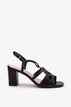 Sandały Na Słupku|Sandały Na Obcasie></noscript>Buty Sergio Leone Damskie Sandały Na Obcasie Słupku Sergio Leone SK884 Czarne Czarny