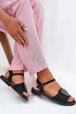 Sandały Płaskie><noscript><img width=