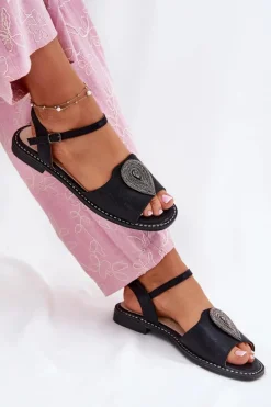 Sandały Płaskie><noscript><img width=