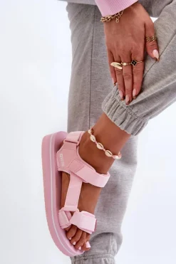 Clearance Big Star Shoes Damskie Sandały Na Platformie Big Star NN274A533 Różowe Różowy