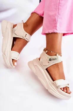 Clearance Damskie Sandały Na Platformie Beżowe Terrina Damskie Sandały Płaskie