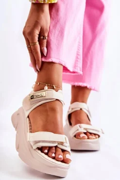 Clearance Damskie Sandały Na Platformie Beżowe Terrina Damskie Sandały Płaskie