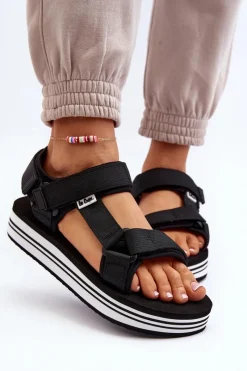 Sandały Płaskie>Lee Cooper Damskie Sandały Na Platformie LCW-24-05-2753 Czarne Czarny